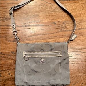 Coach print fabric CrossBody Bag gray with purple lining